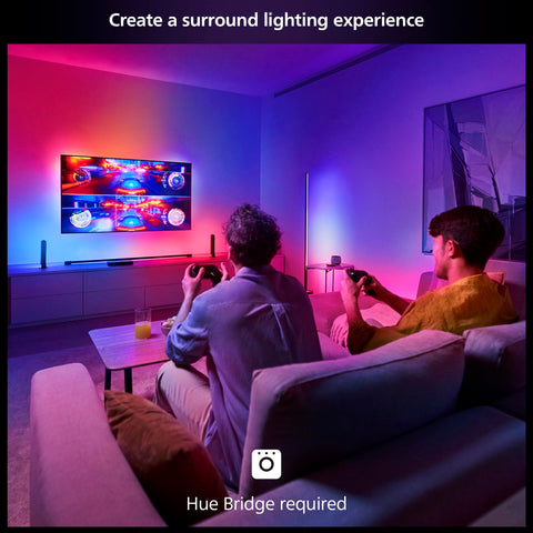 Philips Hue Play Sync Box connection setup with neatly organized cables