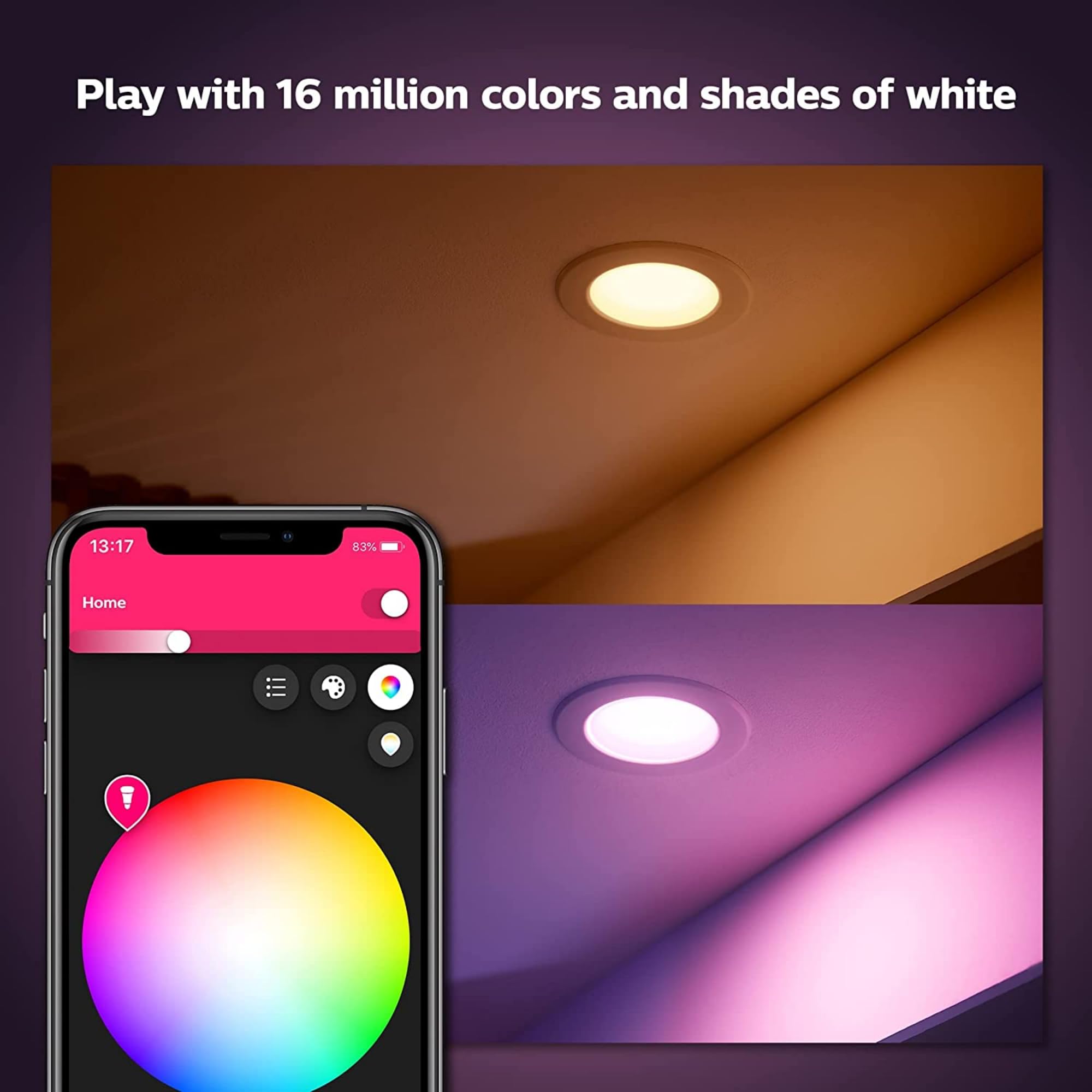 Presets and routines tailor daily lighting scenes to your vibe.