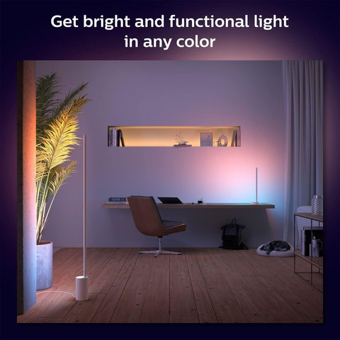 Voice-controlled Philips Hue Signe with Alexa or Google Assistant for hands-free lighting.