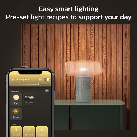 Philips Hue bridge compatibility enables remote control.