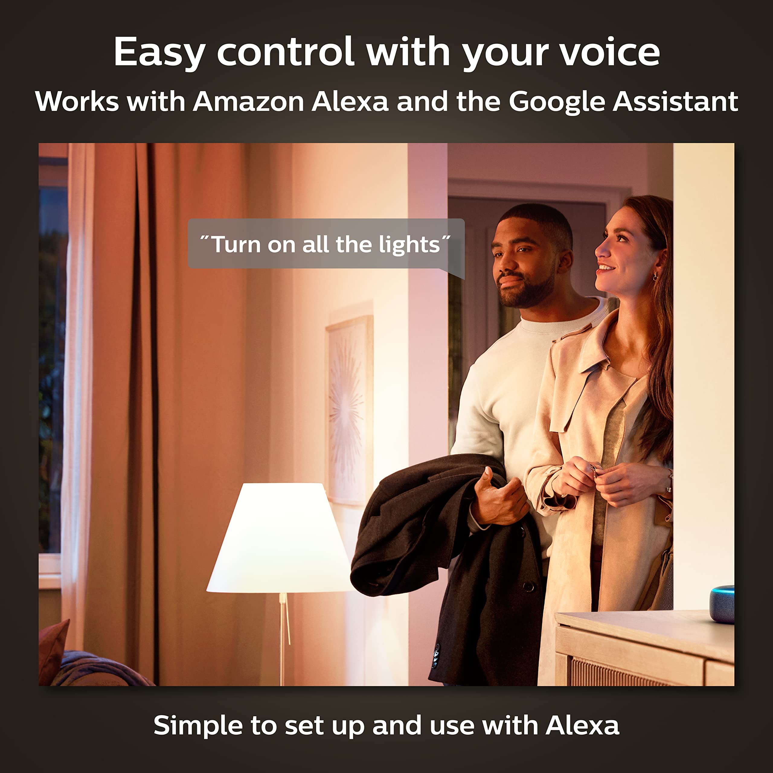 Philips Hue voice control—works with Alexa and Google Assistant.