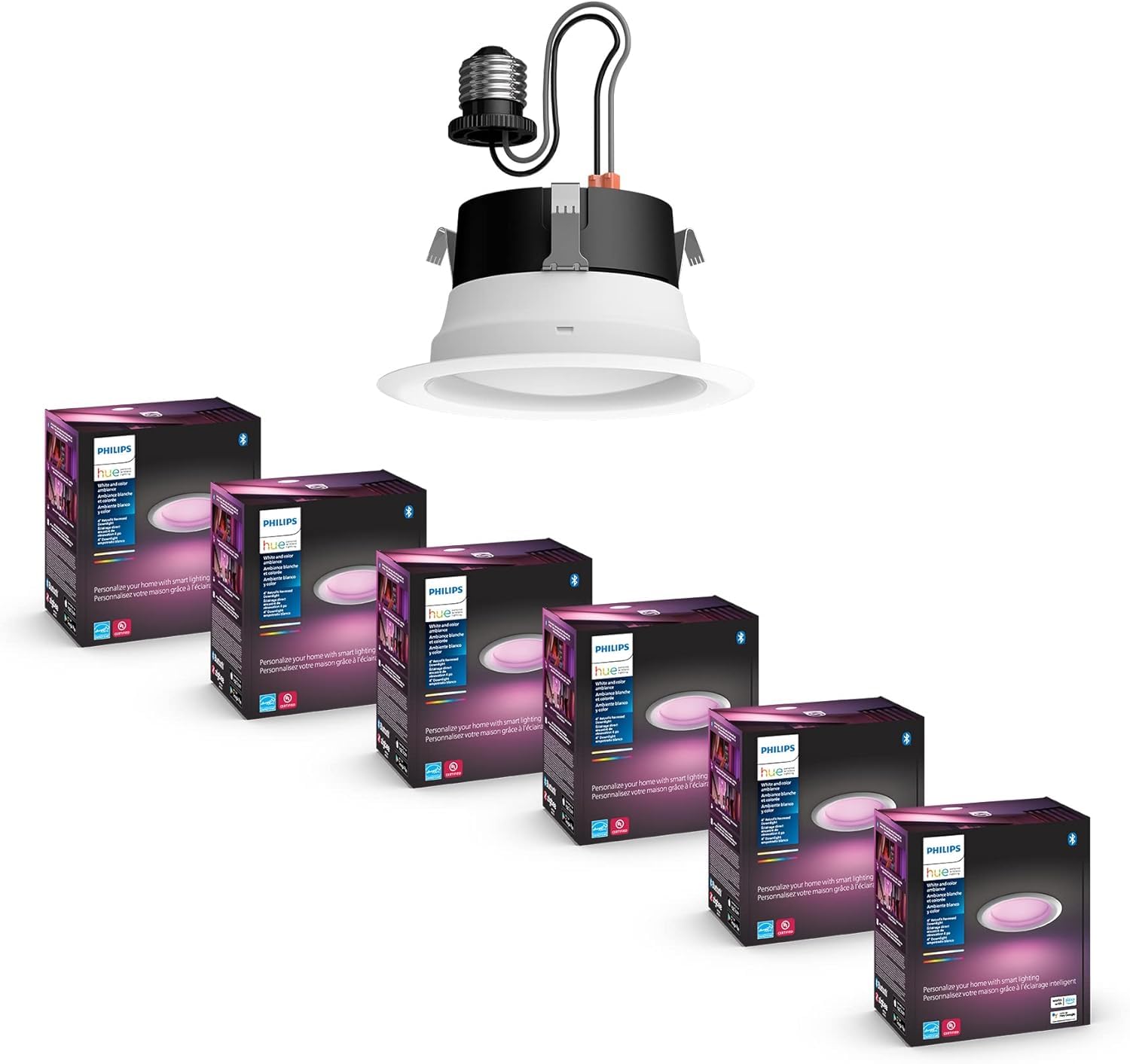 Philips Hue smart downlights six-pack box for quick room upgrade.