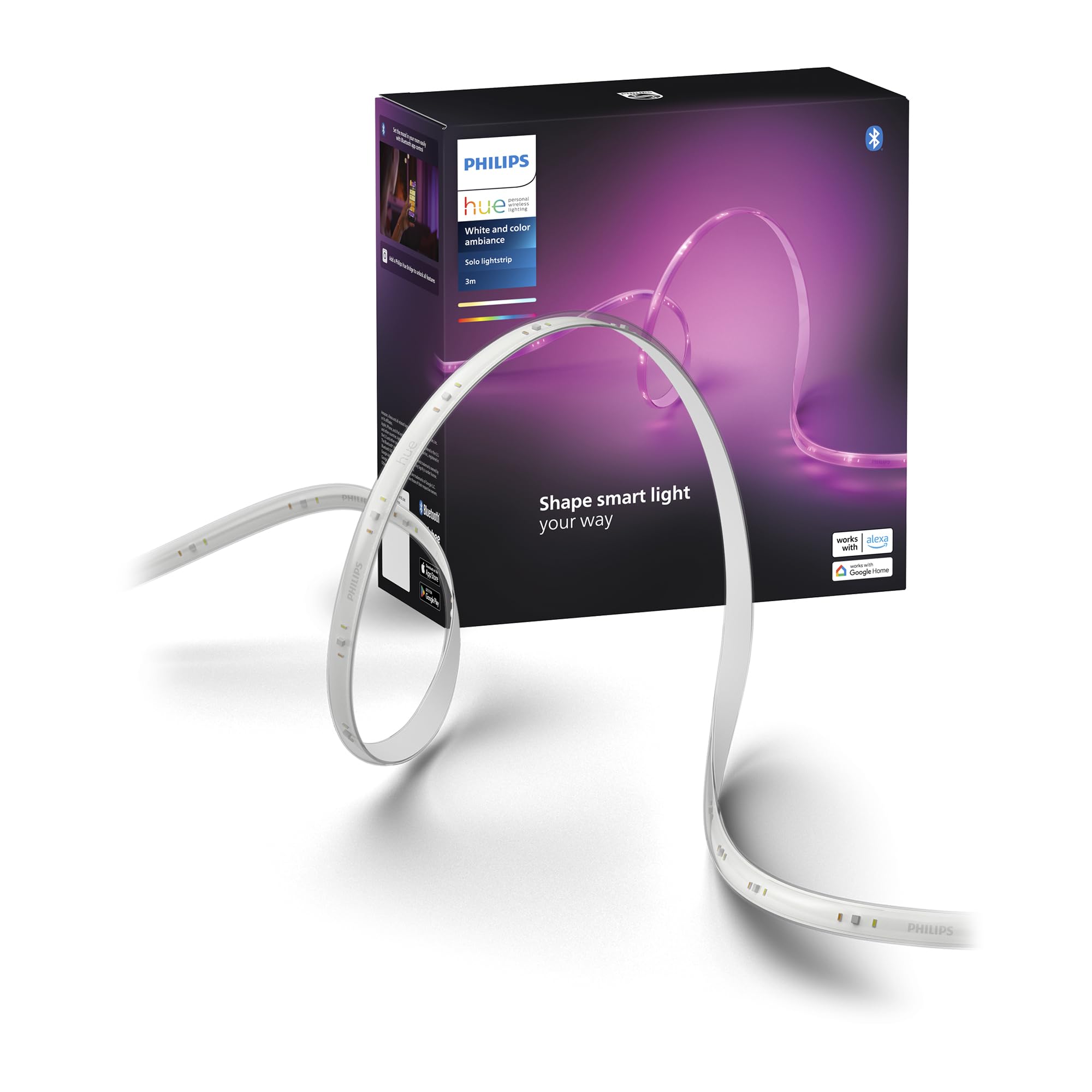 PHILIPS Hue Solo lightstrip 3m ambient glow for living room ambience.