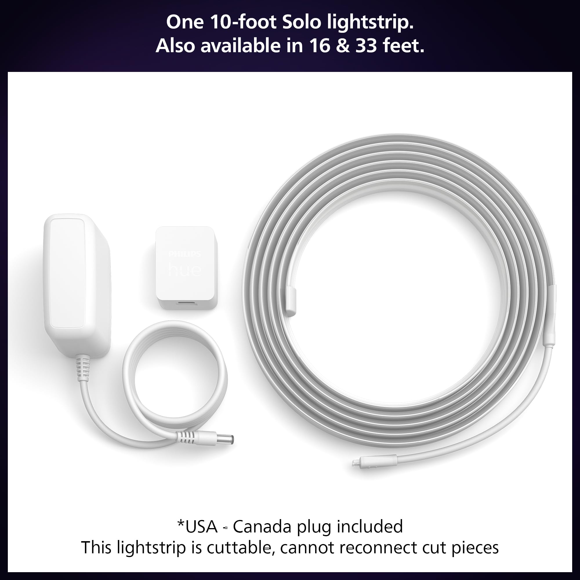 PHILIPS Hue Solo lightstrip under cabinet provides subtle task lighting.