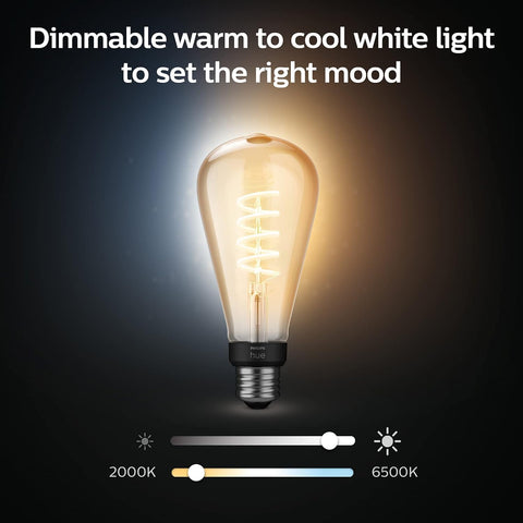 Dimmed Philips Hue ST23 bulb creates a relaxing evening mood