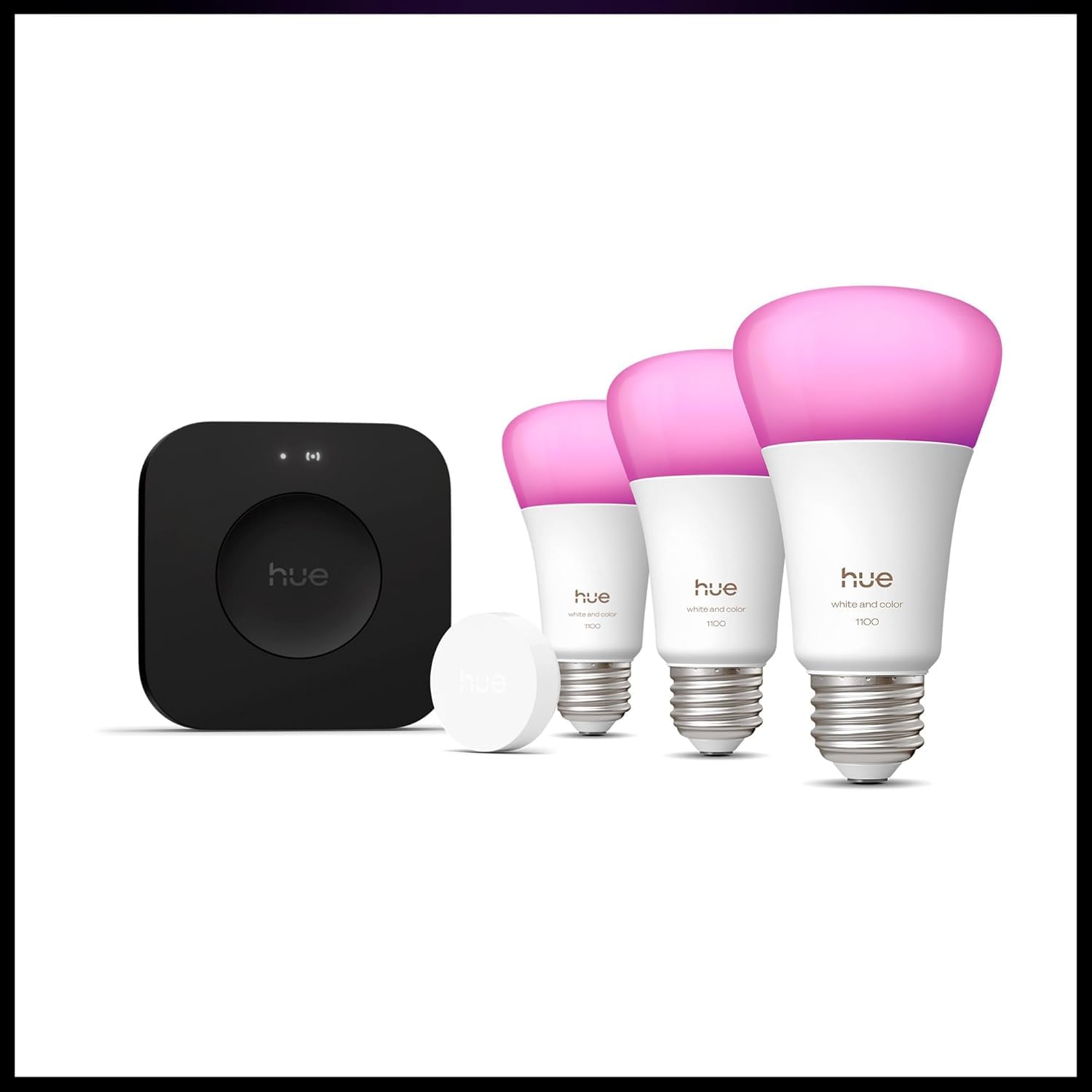 Philips Hue Starter Kit unboxed for quick room setup.