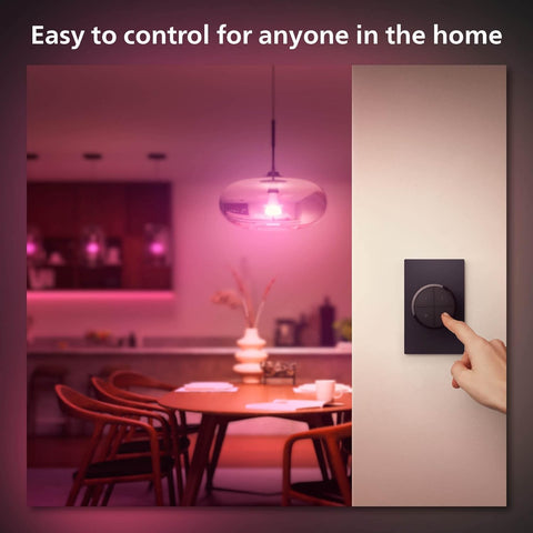 Philips Hue compact black design complements modern living spaces.