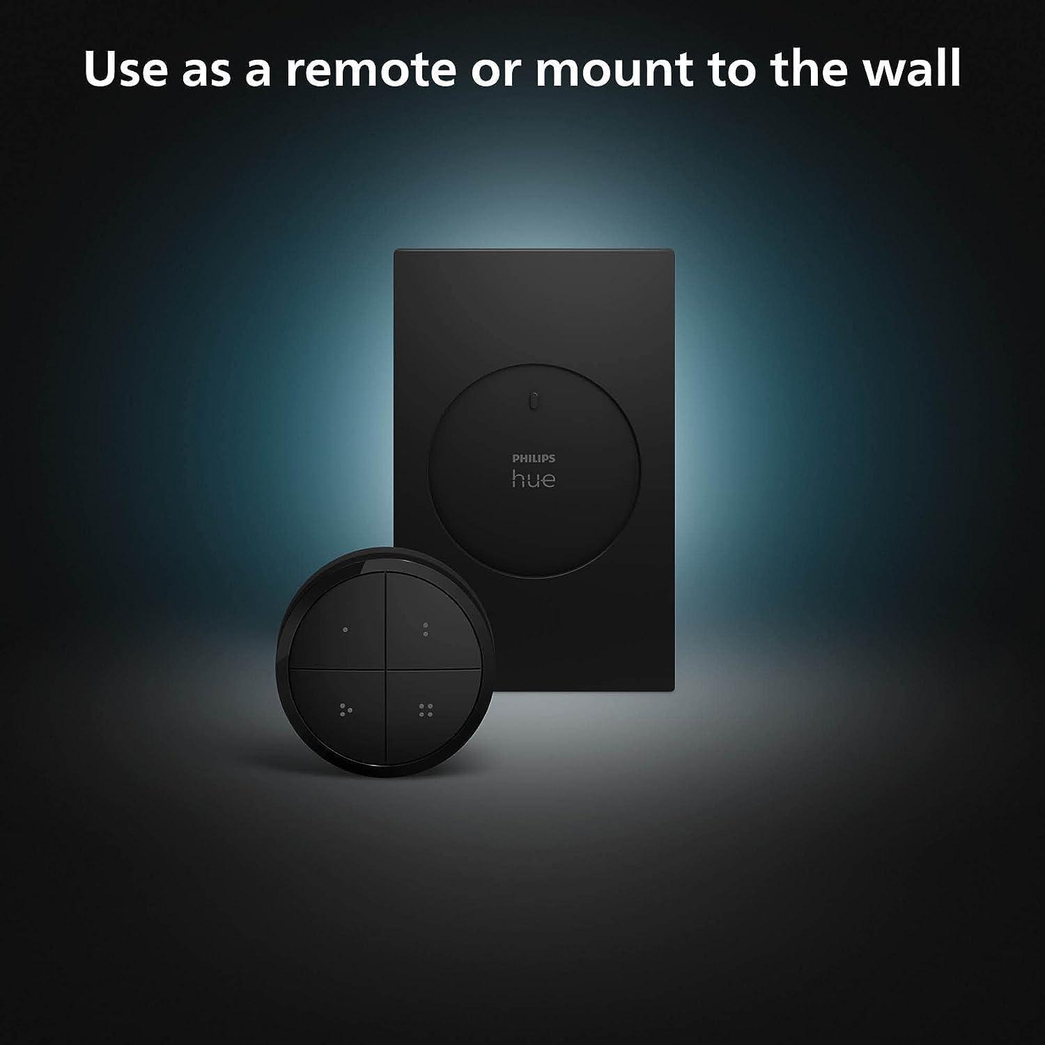 Philips Hue Wall Tap Dial Switch used as a portable remote near seating.