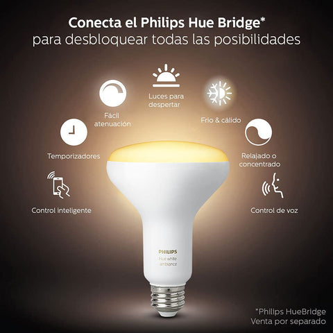 Philips Hue White Ambiance BR30 2-pack side view ideal for recessed can lighting