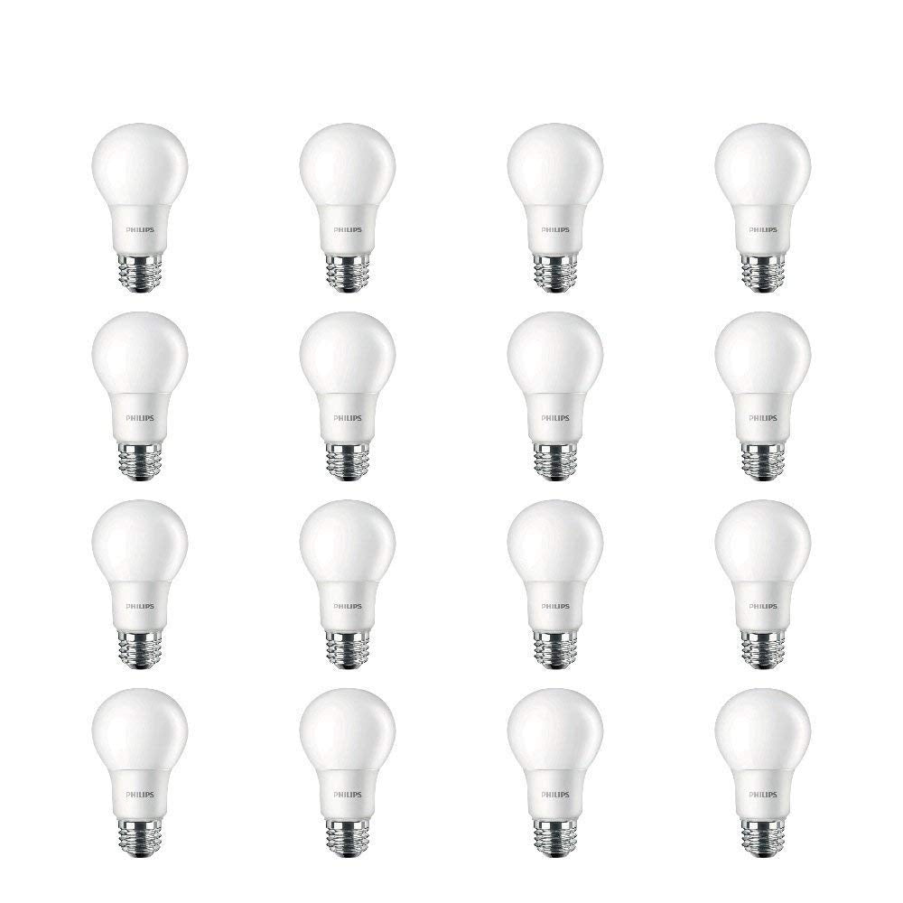 Philips LED Basic A19 frosted bulb for indoor spaces with soft ambient light.