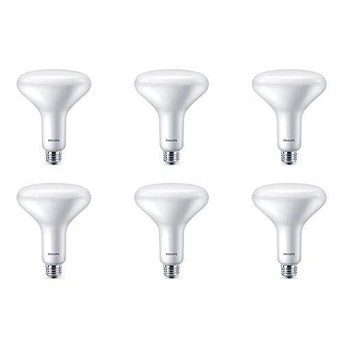 Philips LED BR40 dimmable bulb closeup showing energy efficiency for task lighting.