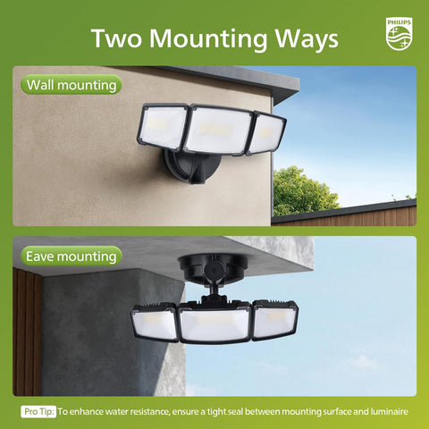Philips weatherproof body resists rain, humidity, and UV exposure.
