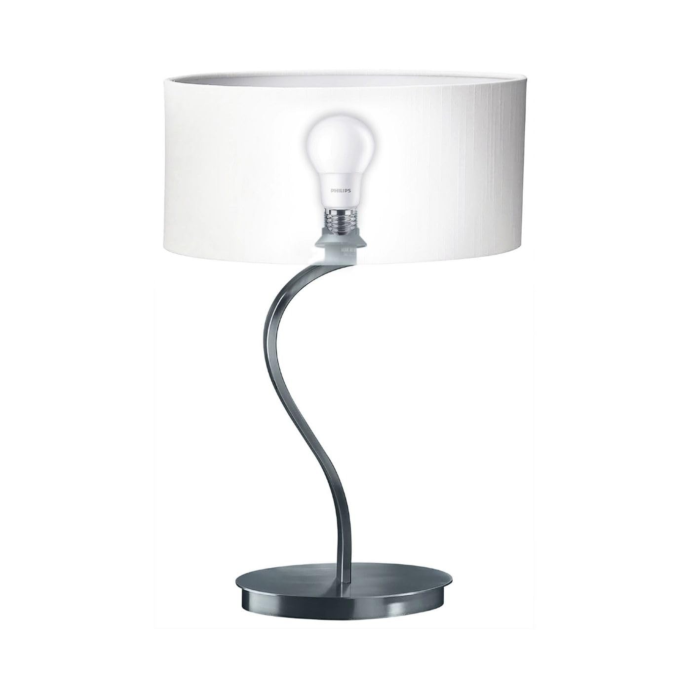 Bulb in fixture demonstrates easy E26 base compatibility for standard lamps.