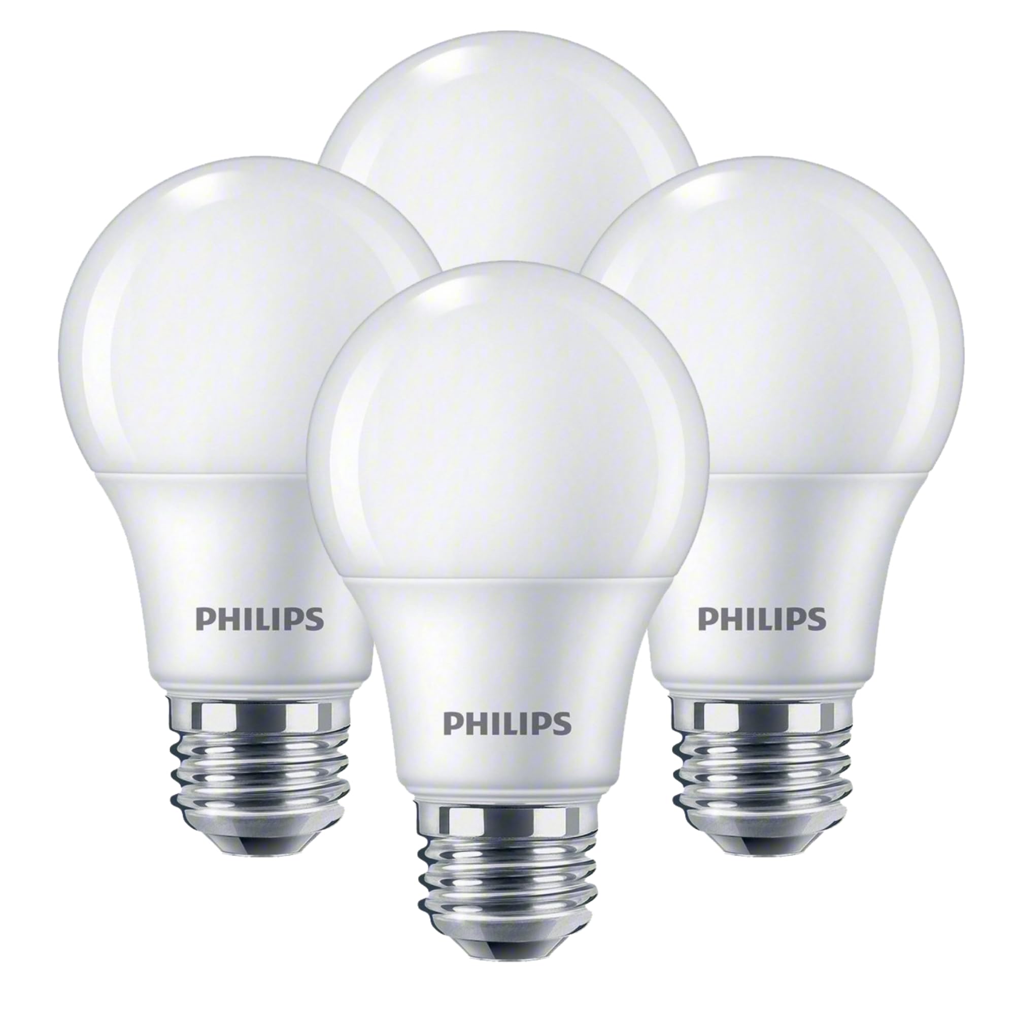 Philips LED frosted dimmable A19 bulb for indoor spaces with warm glow and energy efficiency.