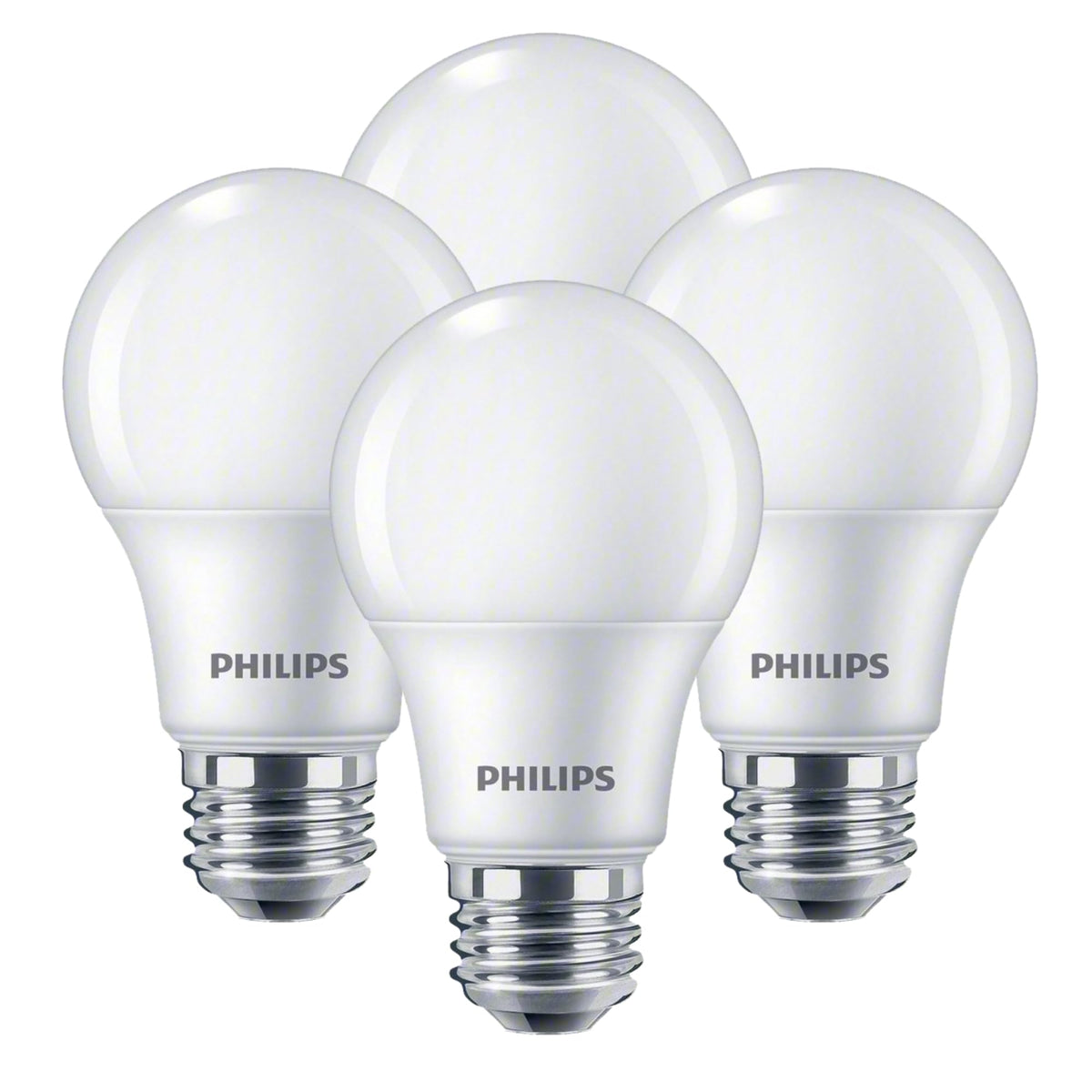 Philips LED frosted dimmable A19 bulb for indoor spaces with warm glow and energy efficiency.