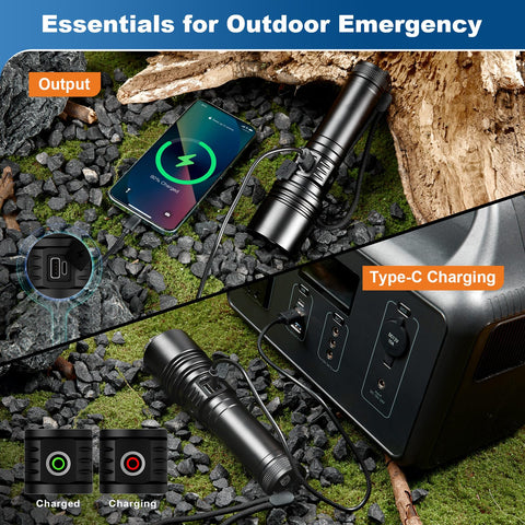 Philips Type-C charging port powering the flashlight