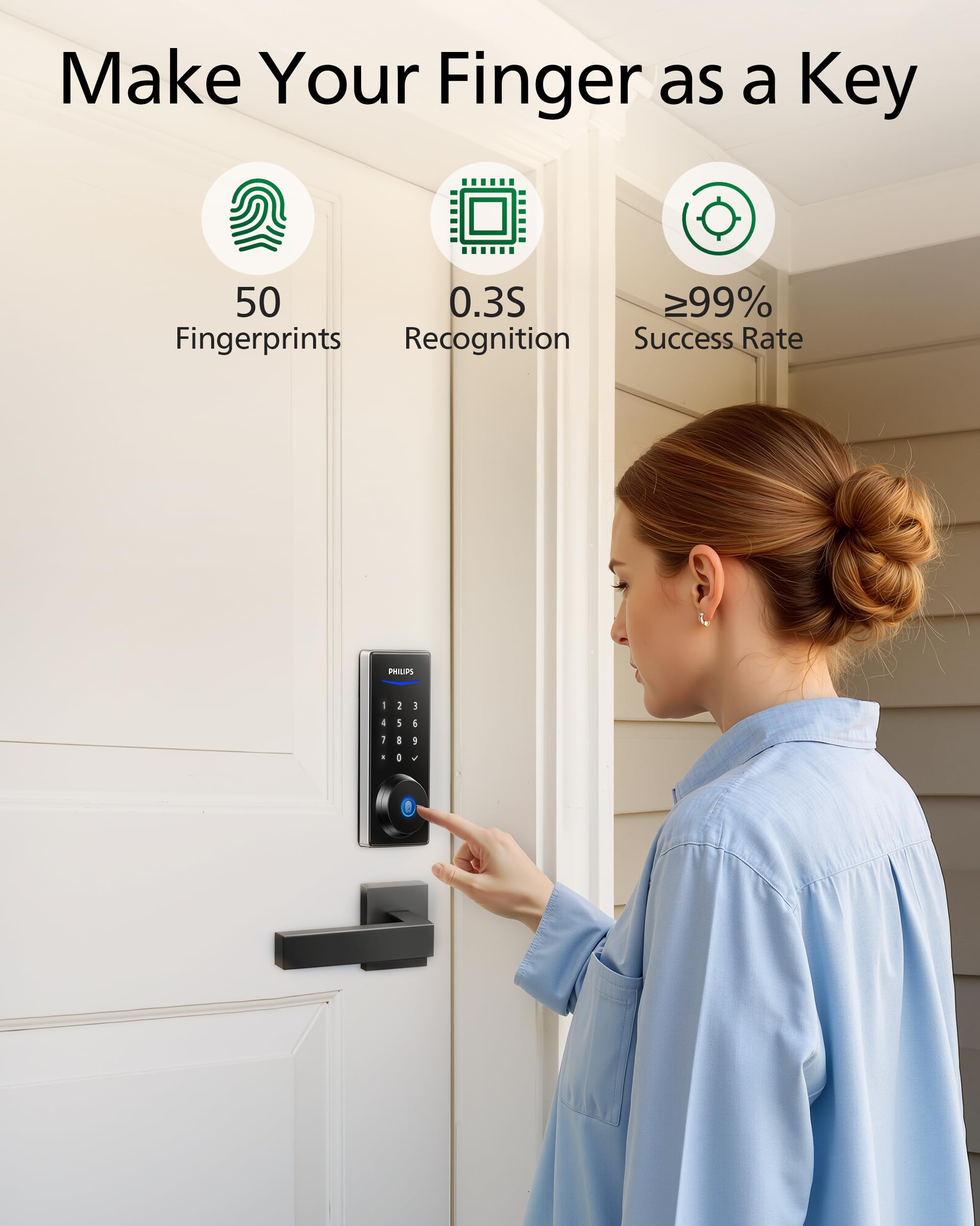 Philips satin nickel finish door lock adds modern style to entry