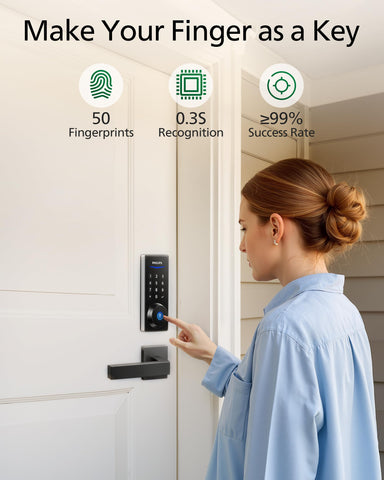 Philips satin nickel finish door lock adds modern style to entry