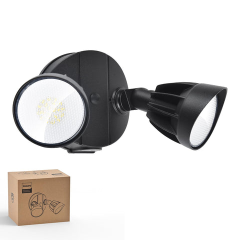Philips two-heads-rotation flood light enables flexible outdoor coverage.