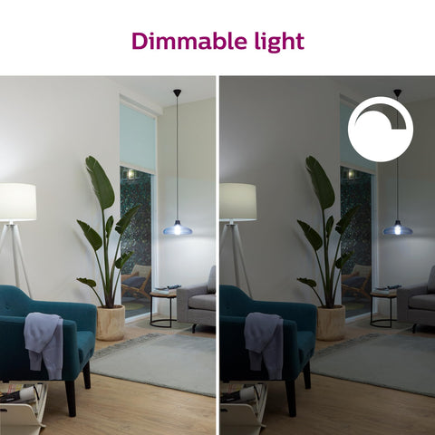 Philips Smart 60W A19 daylight bulb featuring voice control readiness.