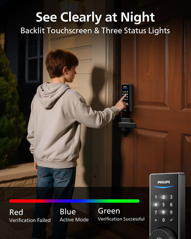 Philips smart lock auto-lock feature showing timed security functionality.