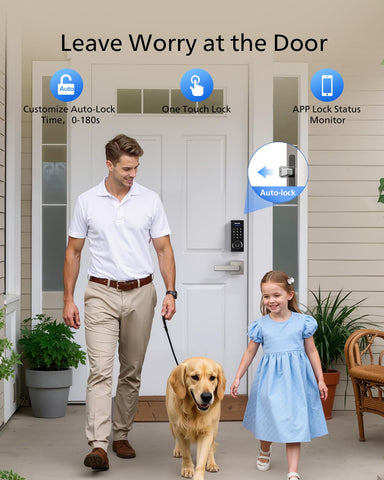 Auto-lock feature showing secure closing of the door after entry.