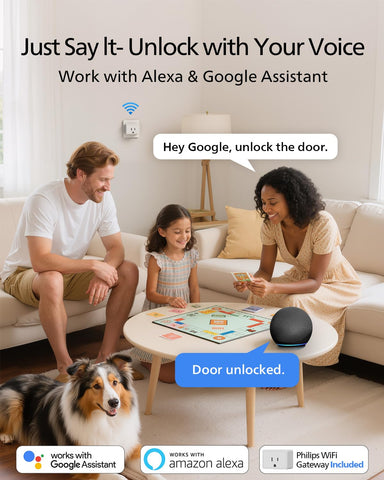 Fingerprint scanner on Philips smart lock unlocking quickly and securely.