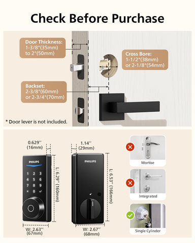Philips Smart Lock voice control with Siri, Alexa, or Google for hands-free access.