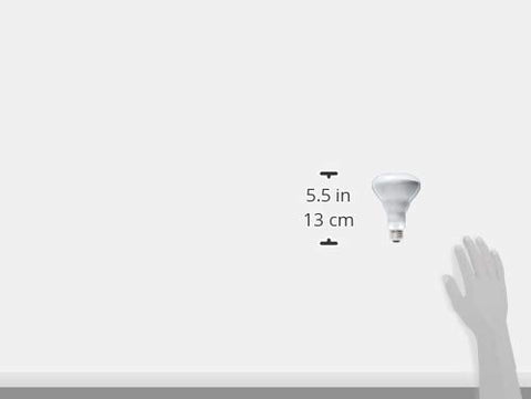 Philips soft white BR30 bulb shown for living room ambience with dimmable mood lighting.