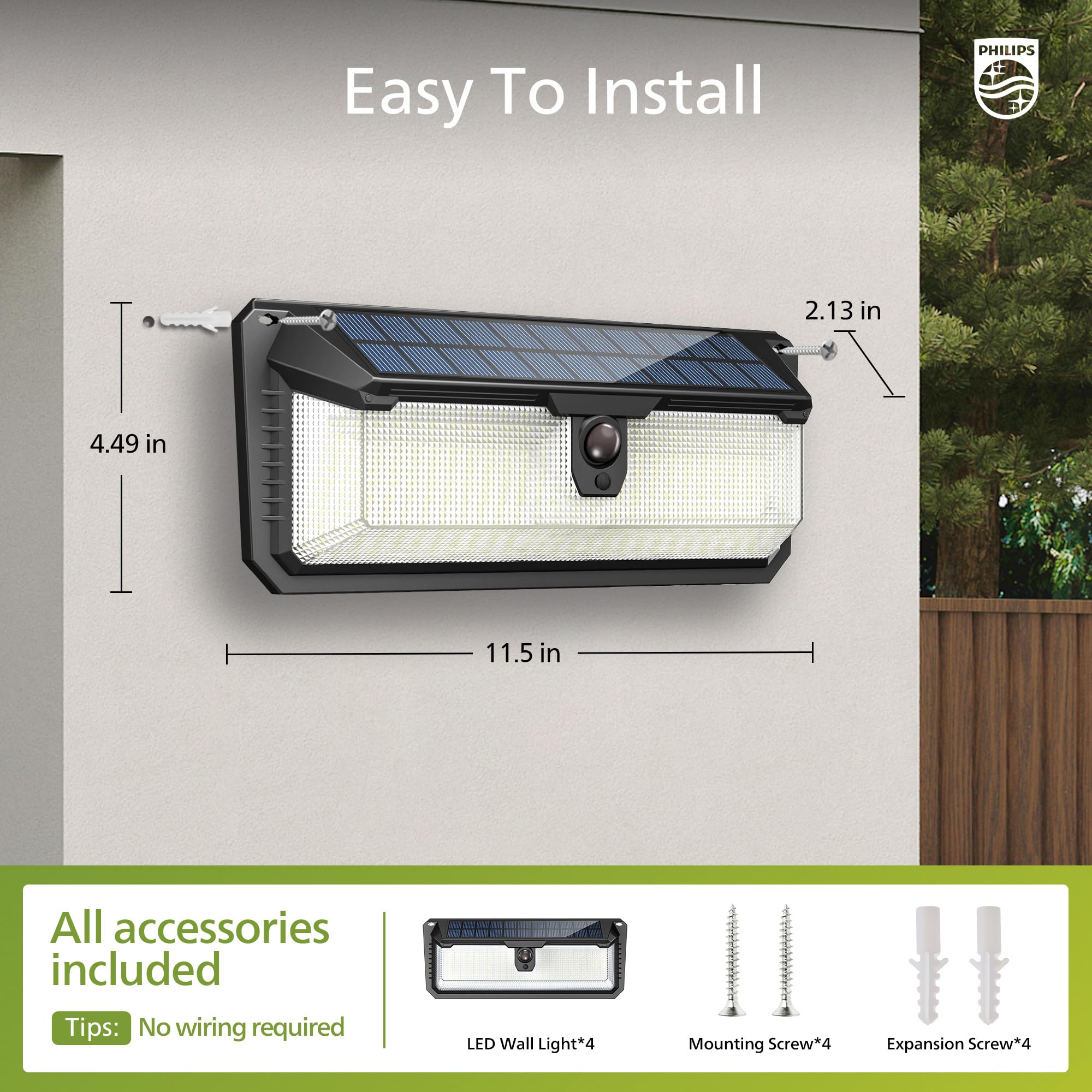 Philips solar motion sensor light mounted on fence during installation