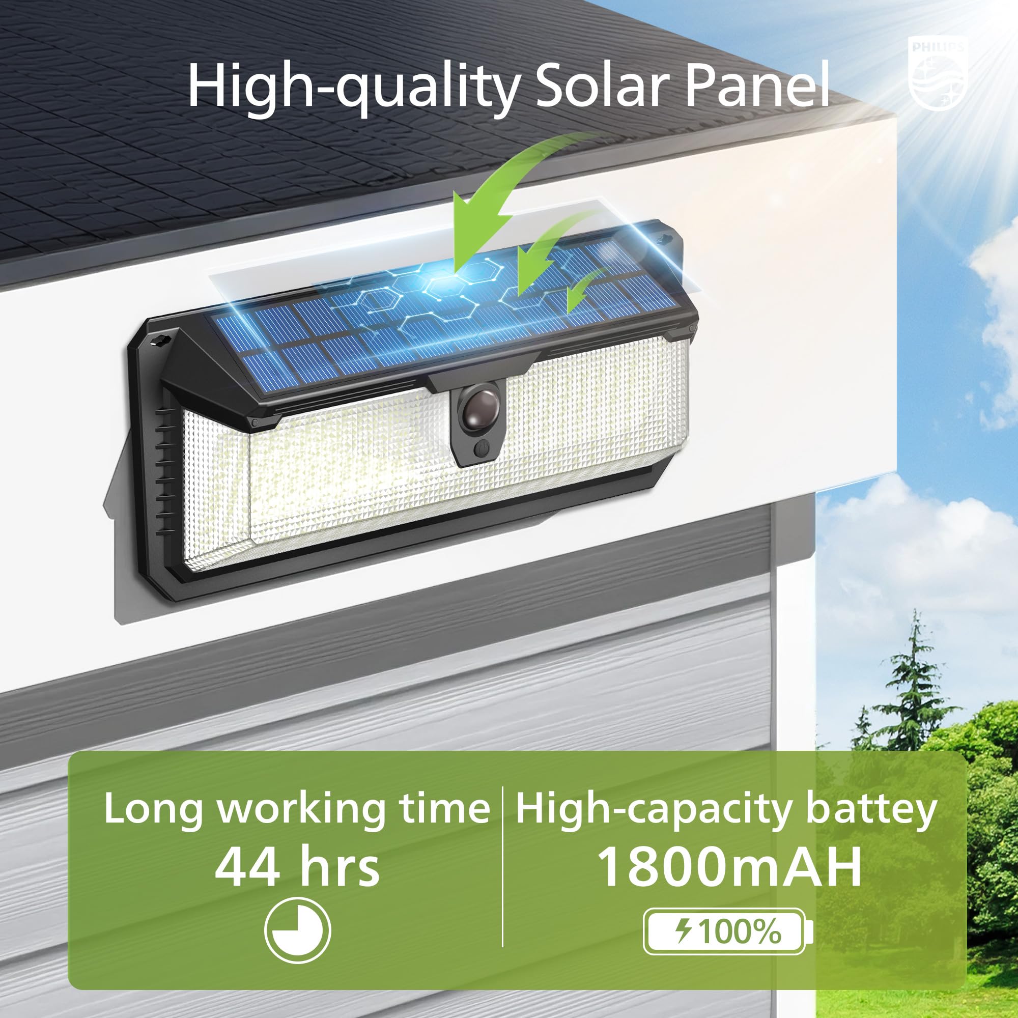 Philips waterproof solar luminaire enduring rain and sun