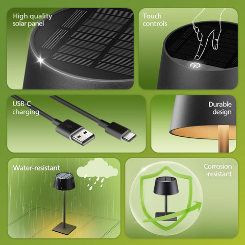 Philips Solar Outdoor Table Lamp side angle showing compact footprint for balcony use