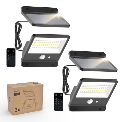 Philips Solar Security Light front view shows bright 6500K daylight flood for outdoor visibility.