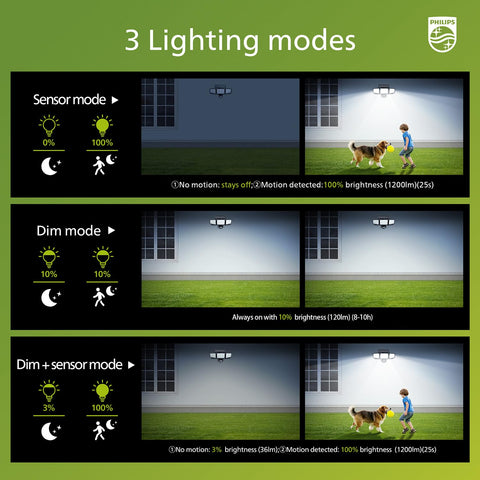 Philips Solar Security Light PIR sensor detecting motion in action
