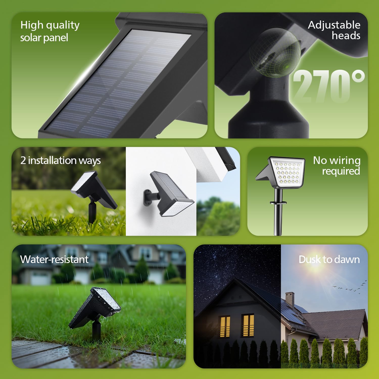 Close-up of Philips 28-LED solar spot light showing bright, energy-efficient path lighting.