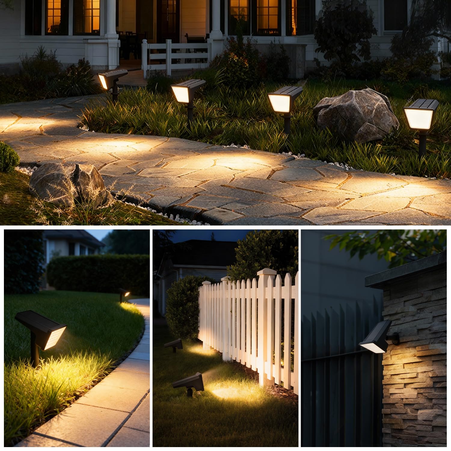 Front-yard illumination from Philips four-pack enhances evenings with warm light.