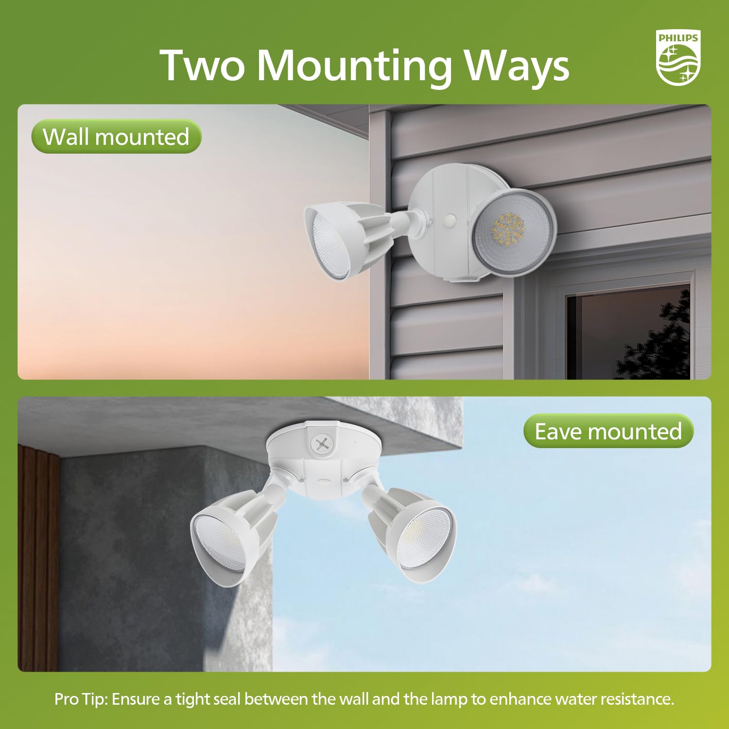 Switch-controlled exterior light for simple on/off control without sensors.