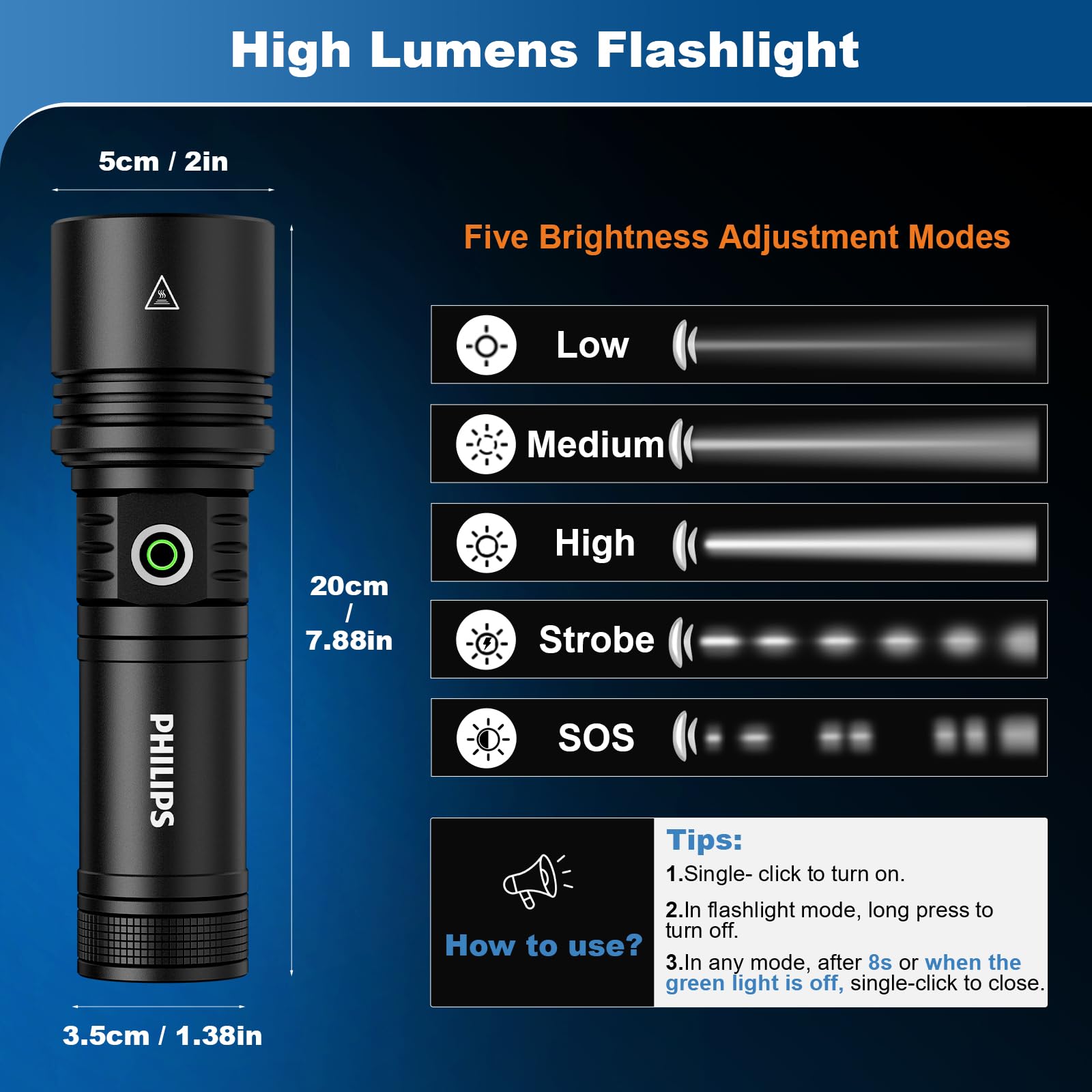 Philips ambient light mode in natural white for outdoor work