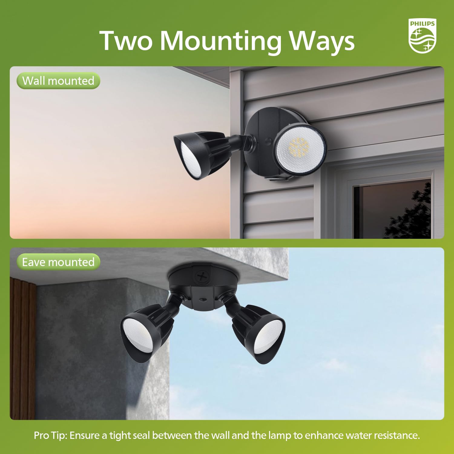 Philips weatherproof outdoor light designed for patios, yards, and pathways.