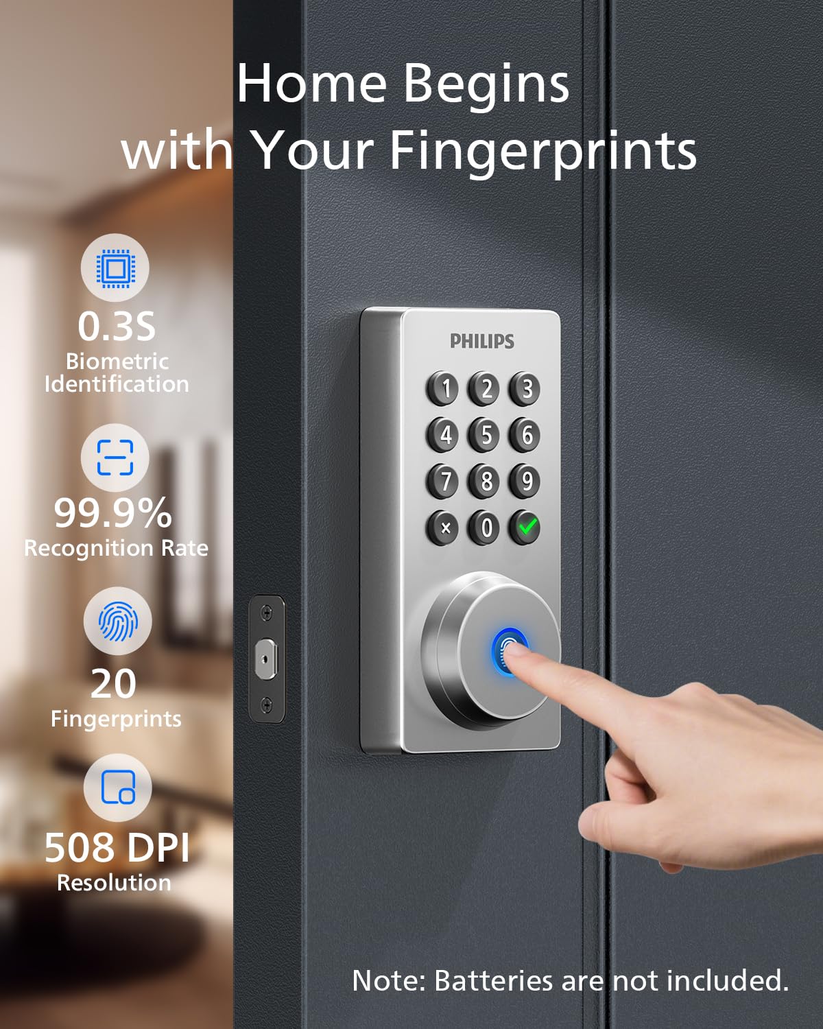 Philips Wi-Fi Door Lock auto-lock timing enhances security when you leave.