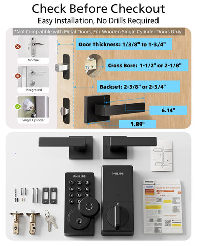 Philips WiFi keypad door lock easy installation on most doors