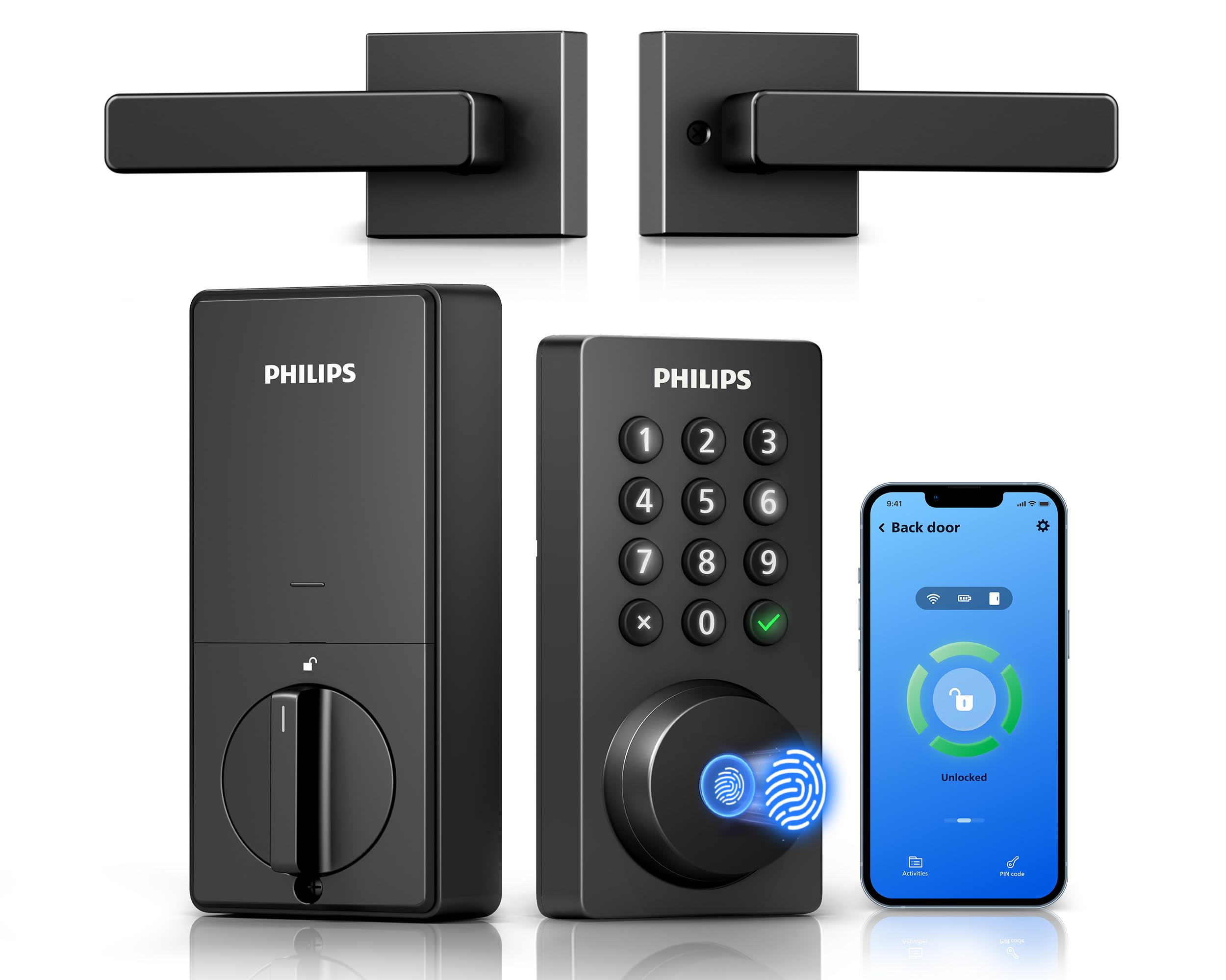 Philips WiFi keypad door lock with handle for secure, convenient entry