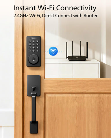 Philips app control screen showing remote lock status and access.