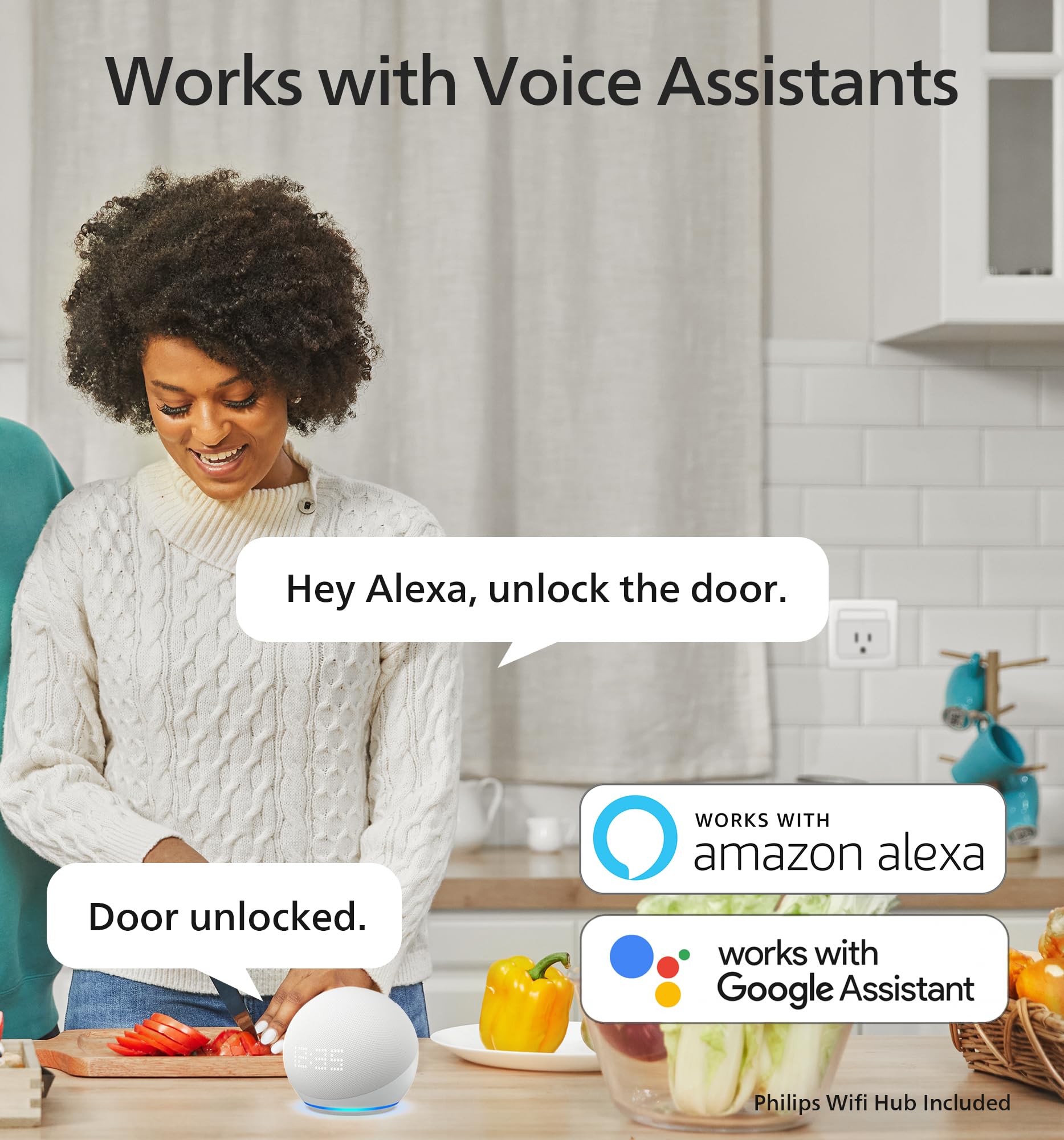 Philips Wi‑Fi Smart Door Lock app control on screen for remote management