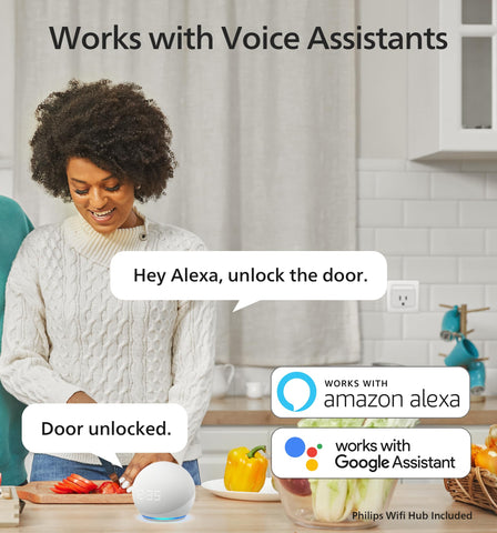 Philips Wi‑Fi Smart Door Lock app control on screen for remote management