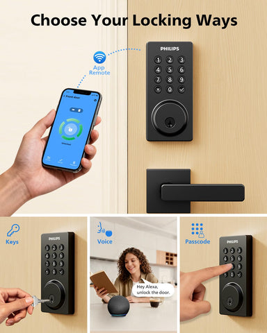 Philips WiFi smart door lock app control, phone screen demonstrating remote management