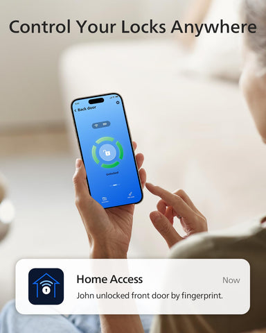 Philips Wi‑Fi Smart Door Lock app control on a smartphone screen.