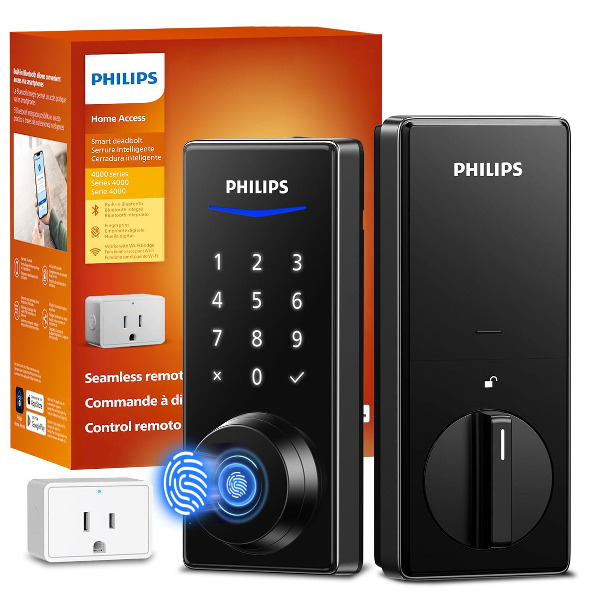 Philips Wi‑Fi Smart Door Lock on a front door for seamless remote access.