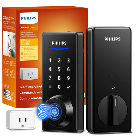 Philips Wi‑Fi Smart Door Lock on a front door for seamless remote access.