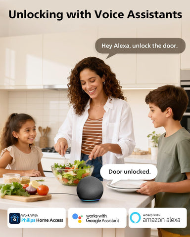 Philips WiFi smart door lock keypad close-up, shows secure access option